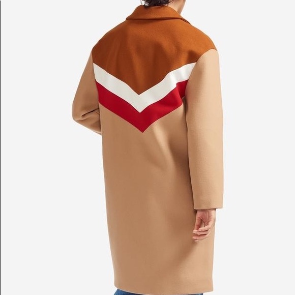 🔥Maje  Gorel Contrast-panel Wool And Cashmere-blend Coat size 36 or 4-6 US👍 - Picture 8 of 10